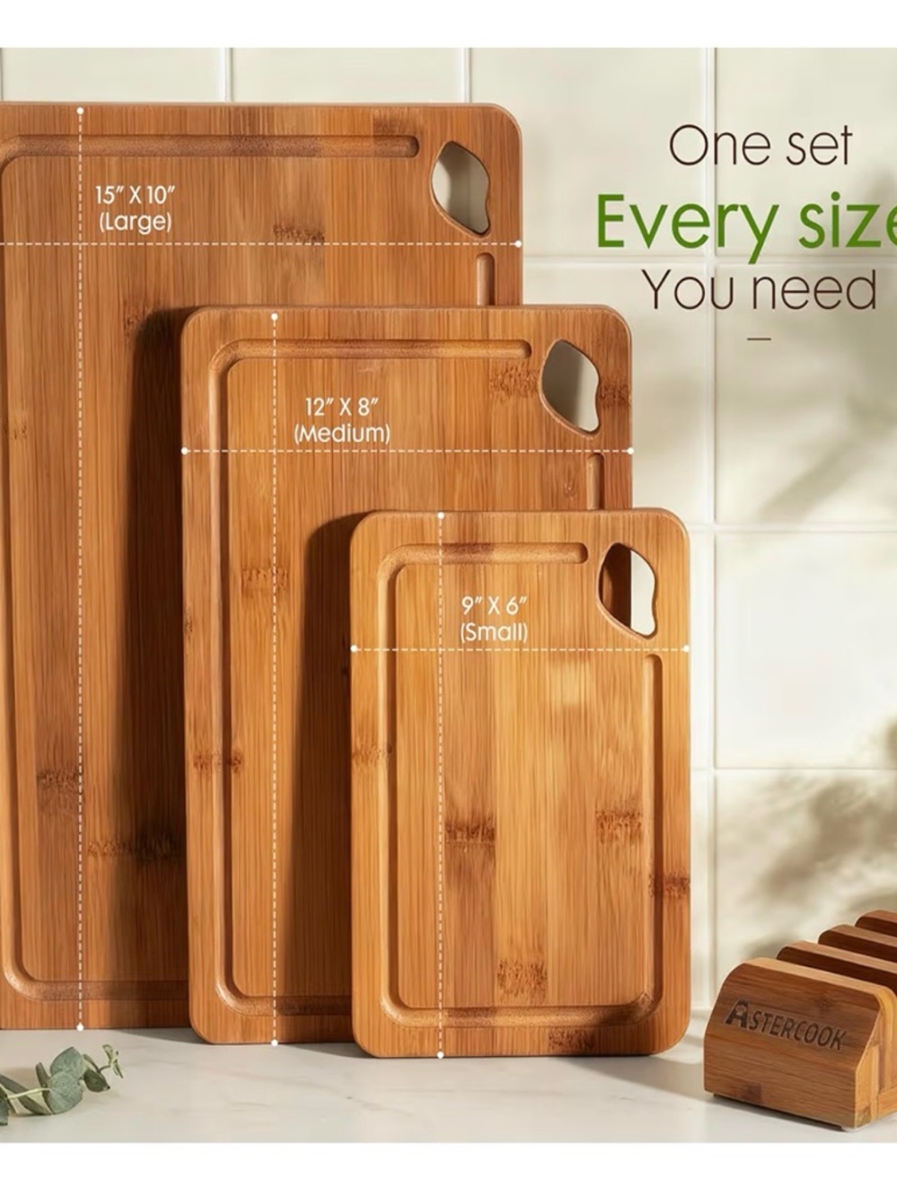 Bamboo Cutting Board Set - Natural Brown
